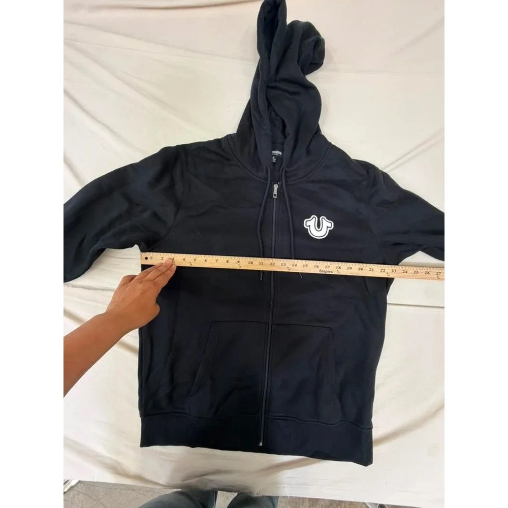 True Religion Mens Black Full Zip Buddha Graphic Hoodie Sweatshirt 2XL 2812